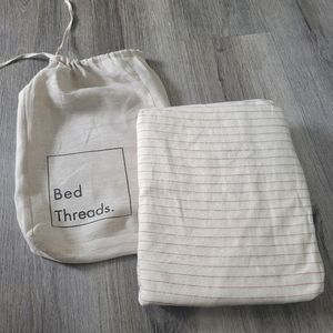 Rust Stripe 100% French Flax Linen Flat Sheet